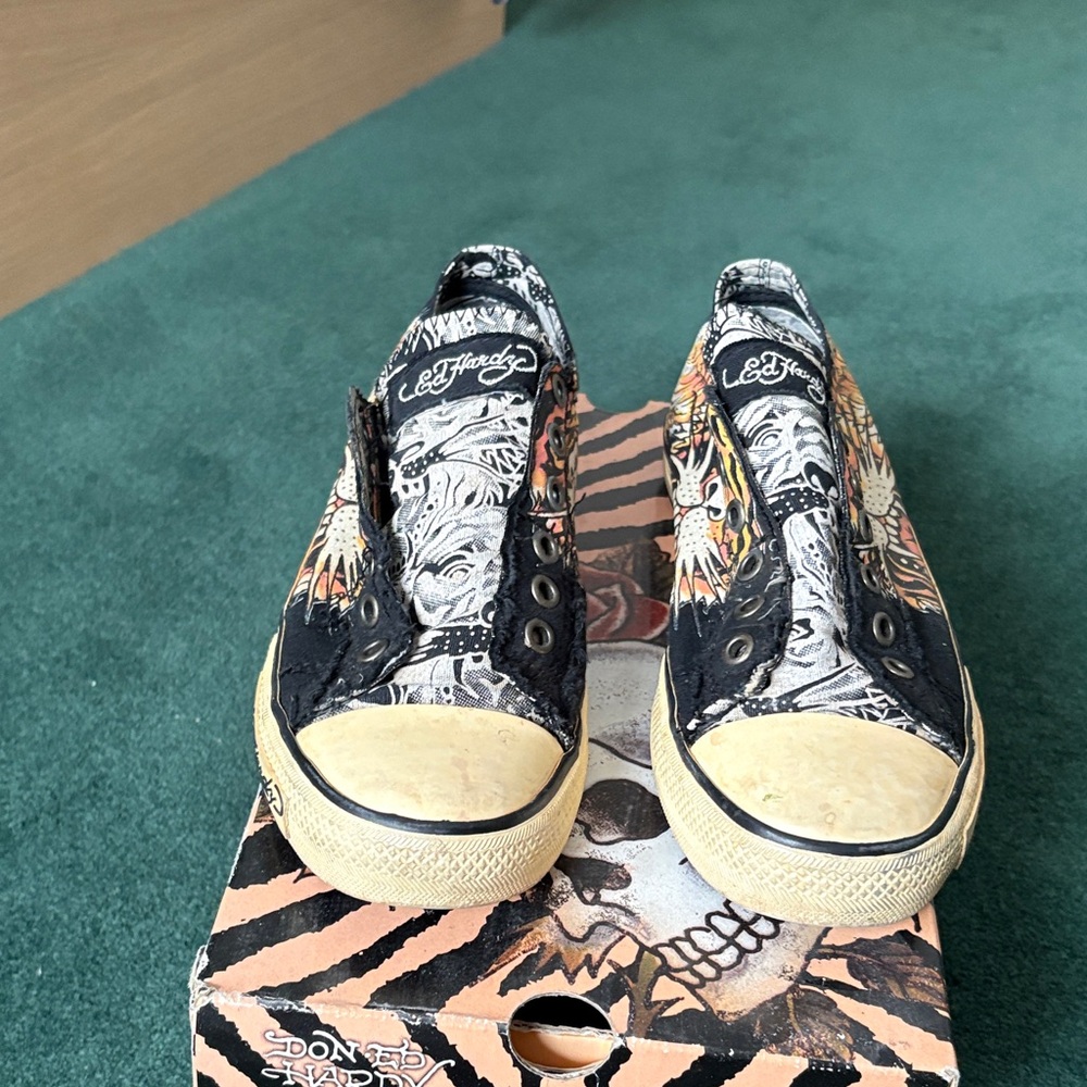 Ed Hardy Kids Black and Beige Sneakers